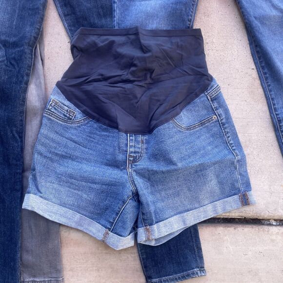 Lot of 4 Maternity items Pants Jeans Shorts Super Cute H&M C of H Old Navy Sz 4 - Picture 2 of 16
